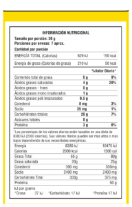 tabla nutricional galletas avena chocolate 200g