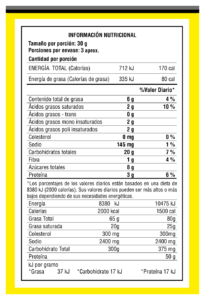 tabla nutricional galletas avena chocolate 80g