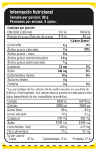 tabla nutricional galletas avena coco 80g