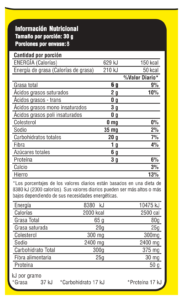 Granola crocante con Omega 3 y 6 - 200 g tabla nutricional granola crocante coco pasas mani 200g