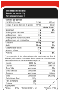 Panetón Premium — Pan de Pascua con Frutas y Pasas tabla nutricional paneton 450g
